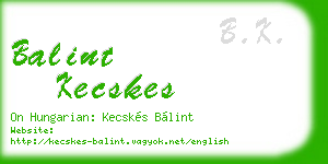 balint kecskes business card