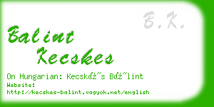 balint kecskes business card